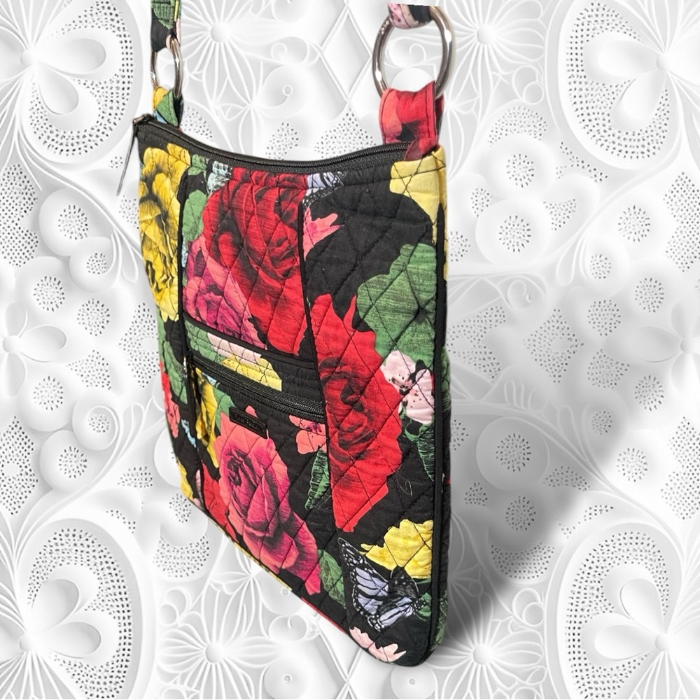 Vera Bradley Hipster Crossbody Bag Havana Rose Butterfly Floral Red Yellow Black - Picture 3 of 15